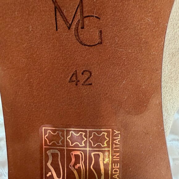 M.Gemi Made in Italy Leather Slide Sandals 42 Beige Square Toe Block Heel Mule - Picture 9 of 10